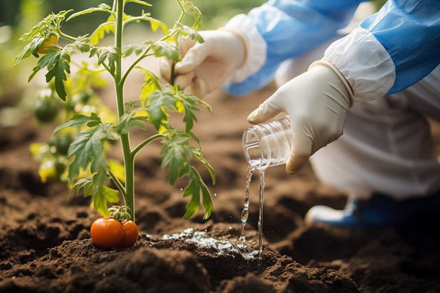 Plante de tomates arrosant les agriculteurs